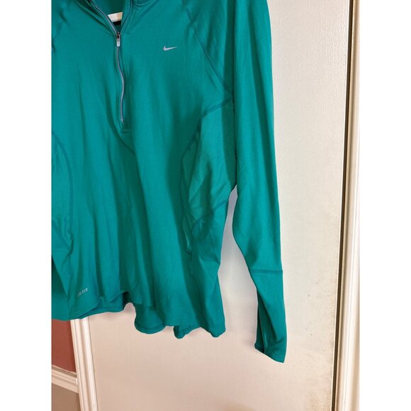 Nike Dri-Fit Womens Teal Long-Sleeve 1/4 Zip Pullover Athletic Top Size S - Picture 4 of 9